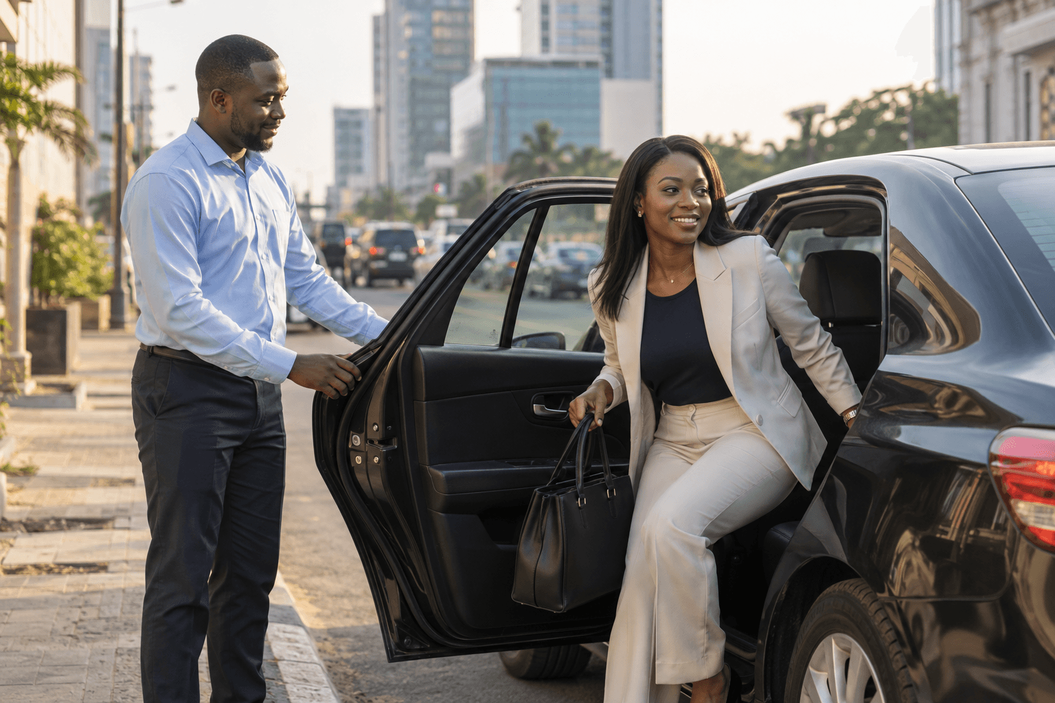 A rider arriving at her destination in Lagos